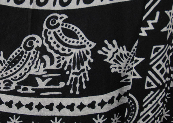 Black Boho Wrap Skirt with a White Ethnic Animal Print
