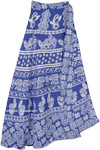 Cornflower Blue Wrap Skirt with Aztec Geometric Designs