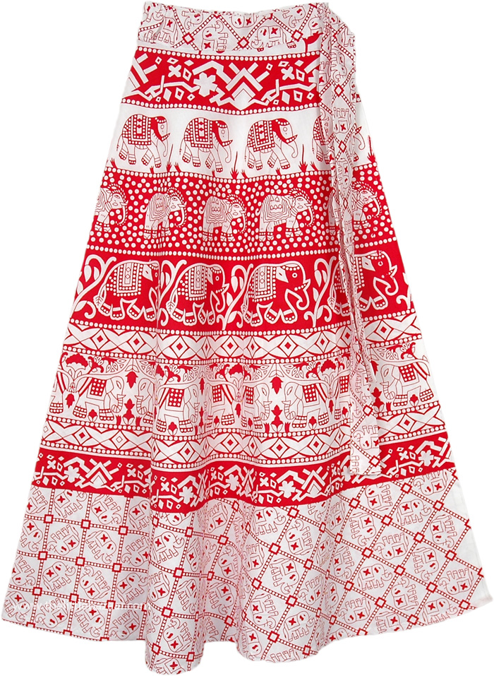 Ruby Red Elephant Parade Wrap Skirt