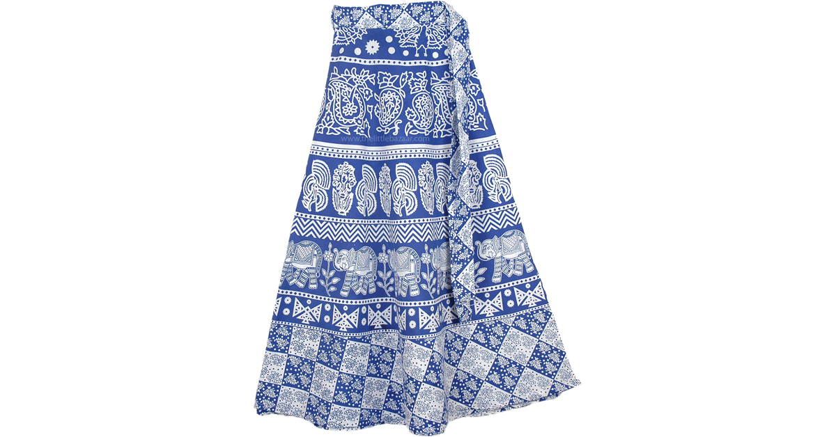 Sale:$8.99 Happy Blue White Wrap Around Skirt | Clearance | Blue | Wrap ...