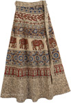 Indian Khaki Ethnic Long Wrap Skirt