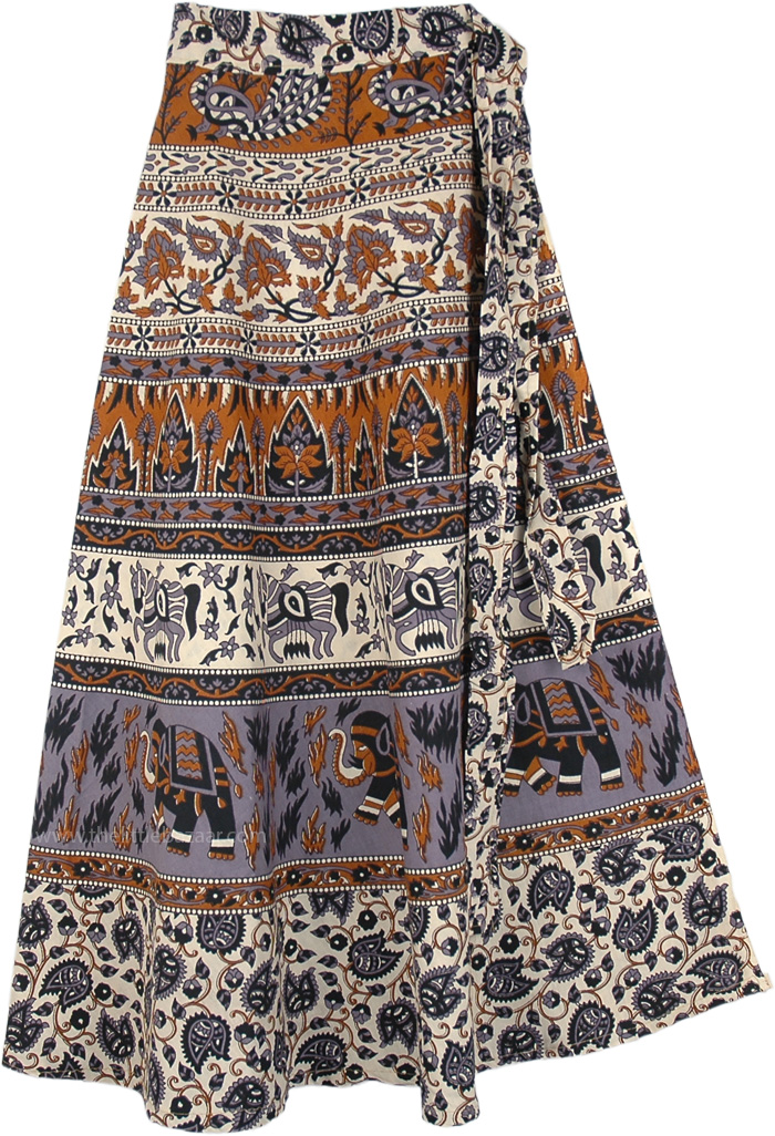 Festive Wrap Around Cotton Midi Skirt