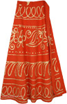 Rust Orange and Golden Long Wrap Skirt [4344]