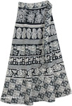 Abstract Elephant Parade Wrap Around Skirt in Black and White