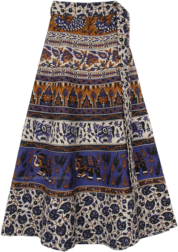 EthniCity Jaipur Design Wrap Skirt in Earthy Colors