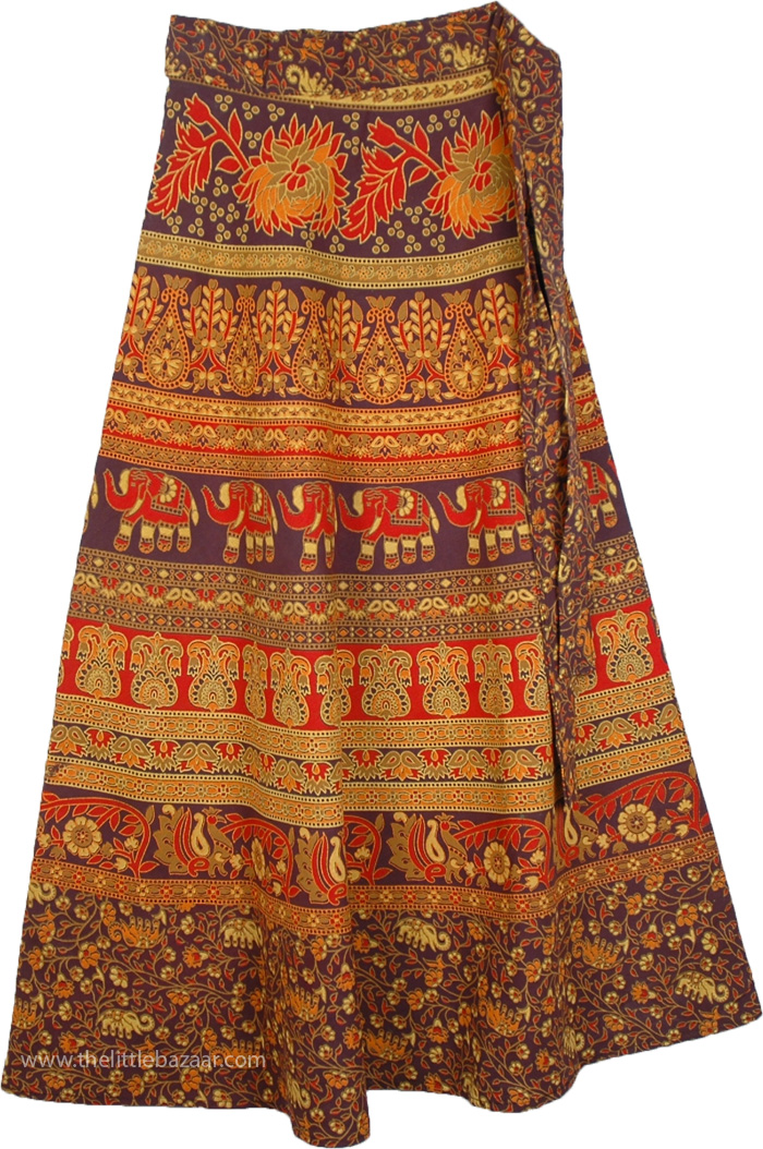 Animal Cocoa Bean Ethnic Wrap Skirt