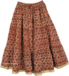 Mid Calf Length Skirt in Old Brick Color Cotton for Summer [4367]