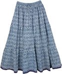 Cloud Burst Blue Cotton Long Summer Skirt