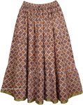 Old World Printed Cotton Lon Ankle Length Skirt [4371]