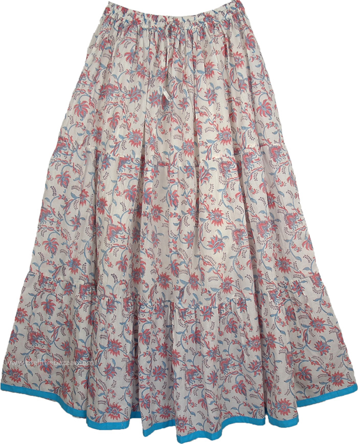 Pink Floral Printed Cotton Long Skirt - Clothing - Sale on bags, skirts ...