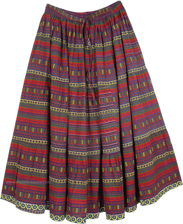 Boho Wilderness Cotton Print Long Skirt | Short-Skirts | Multicoloured ...