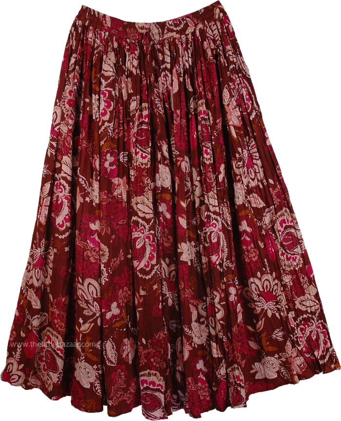 Vivid Violet Romance Cotton Long Skirt | Clothing | White | Printed