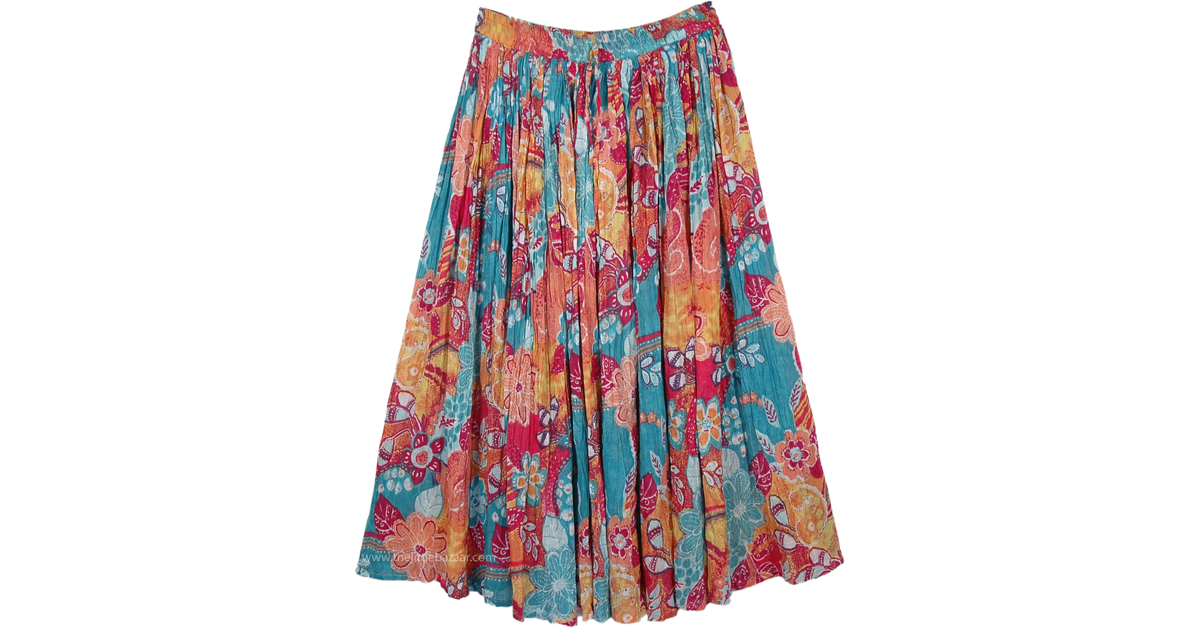 Pacific Island Summer Floral Skirt | Orange | Printed