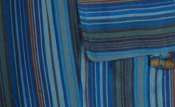 Blue Boho Striped Cotton Cargo Capris with Pockets