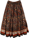 Black Dense Floral Summer Long Skirt