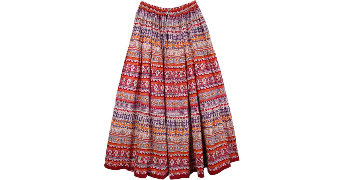 FioraMosaic Women's Bohemian Cotton Dress - Long Maxi Skirt With Pockets & Adjustable Waist Tie | Floral Print Casual Summer Dress