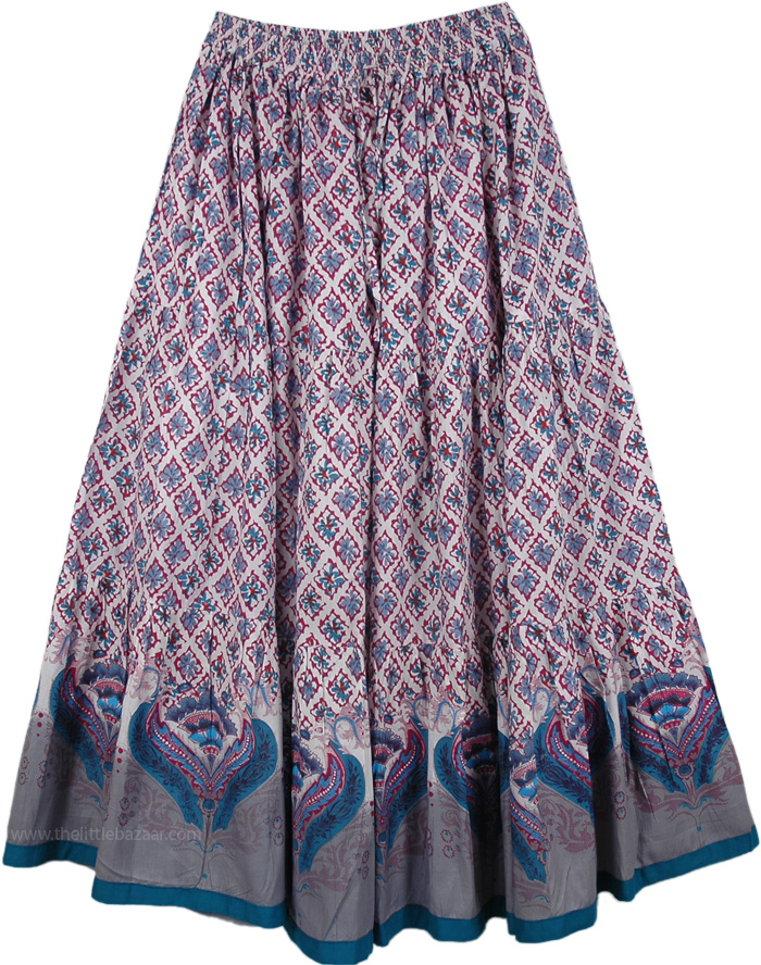 Dusty Gray Print Long Skirt