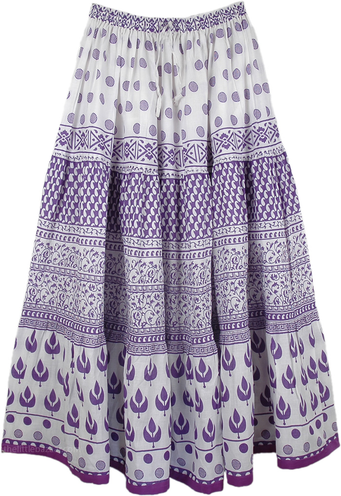 Royal Purple Cotton Long Summer Skirt | Purple | Misses, Tiered-Skirt ...