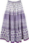 Purple Floral Cotton Printed Long Skirt [4476]