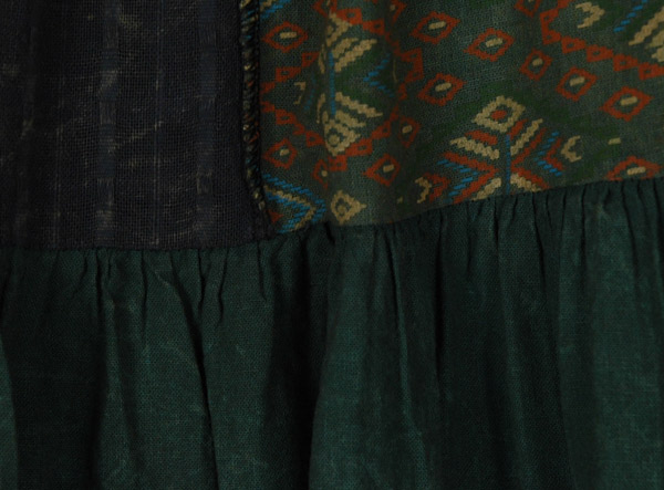 Plus Size Dark Fusion Cotton Patchwork Maxi Skirt