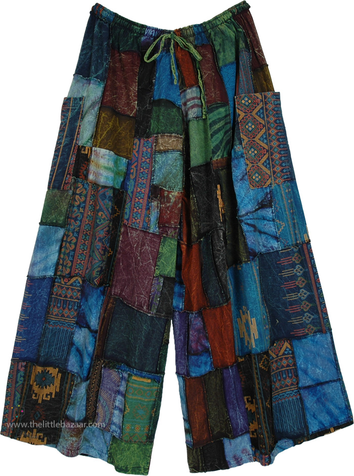 Plus Size St Tropaz Patchwork Wide Leg Boho Pants