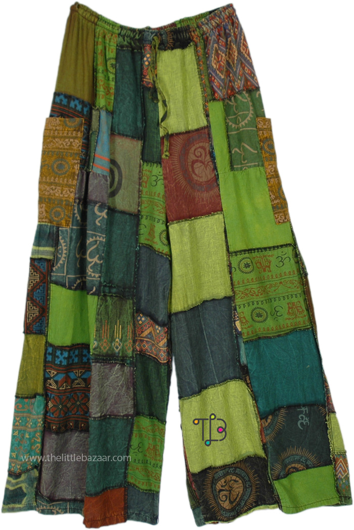 Plus Size Green Girl Wide Leg Boho Pants