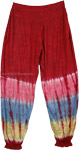 Petite Jersey Cotton Tie Dye Harem Pants in Wine