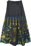 Petite Black Tie Dye Wrap Around Long Skirt [4555]