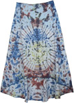 Blue Tie Dye Skirt High Low Style [4570]