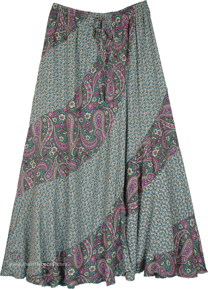 Flowy Maxi Skirt with Pastel Paisley Print
