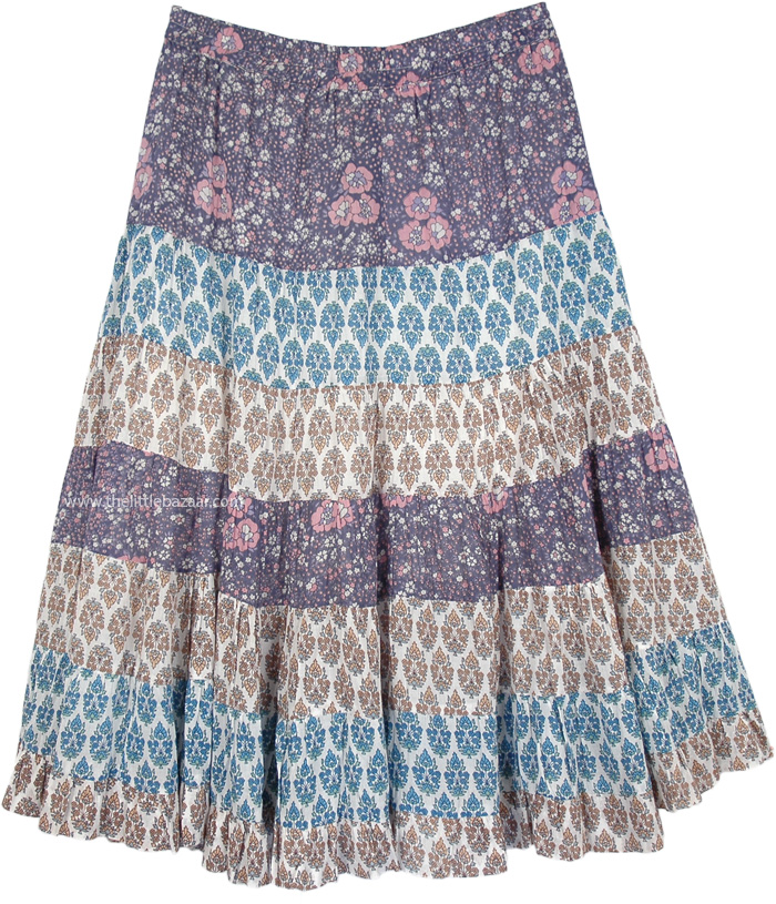 Old Lavender Floral Full Skirt