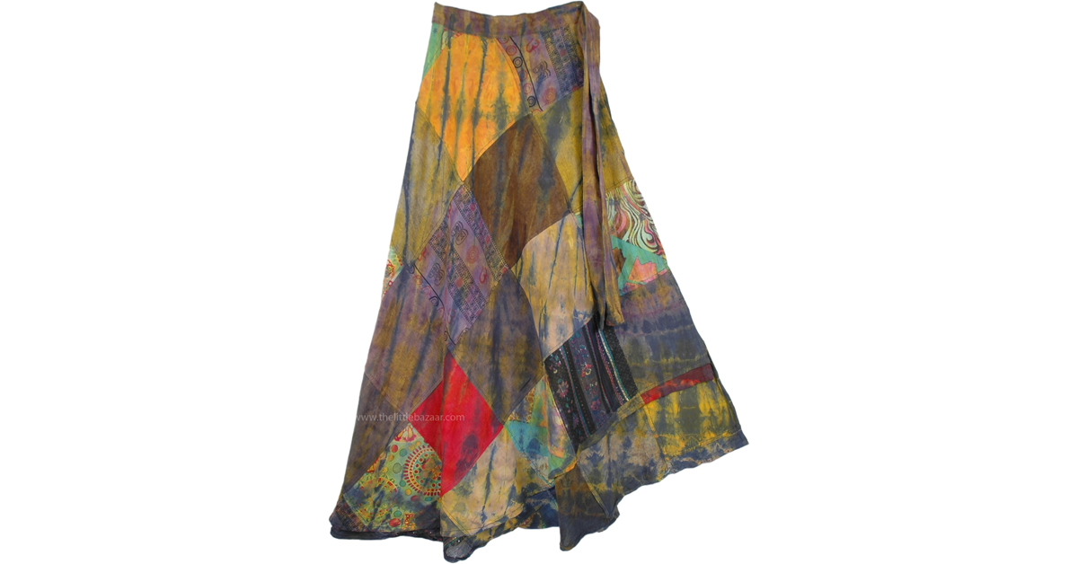 Harvest Gold Patch Wrap Around Skirt | Green | Patchwork, Wrap-Around ...