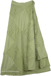 Razor Cut Green Wrap Around Long skirt [4688]