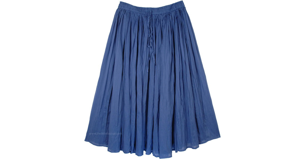 Sapphire Solid Gathered Cotton Skirt