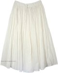 Ethnic White Tiered Cotton Skirt with Paisley and Floral Print