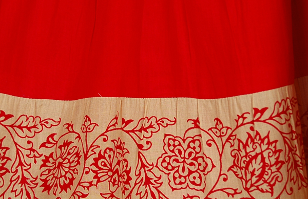 Thunderbird Red Cotton Full Long Skirt