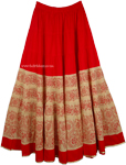 Thunderbird Red Cotton Full Long Skirt