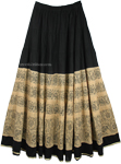 Black Khaki Long Summer Full Tiered Skirt