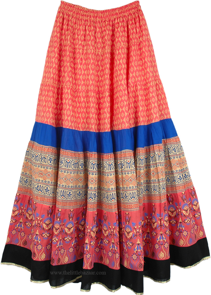 Vivid Tangerine Tiered Summer Maxi Skirt