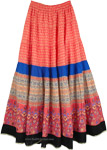 Vivid Tangerine Tiered Summer Maxi Skirt