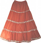Orange Sequined Long Skirt