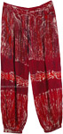 Crimson Red Harem Pants with White Accents [4747]