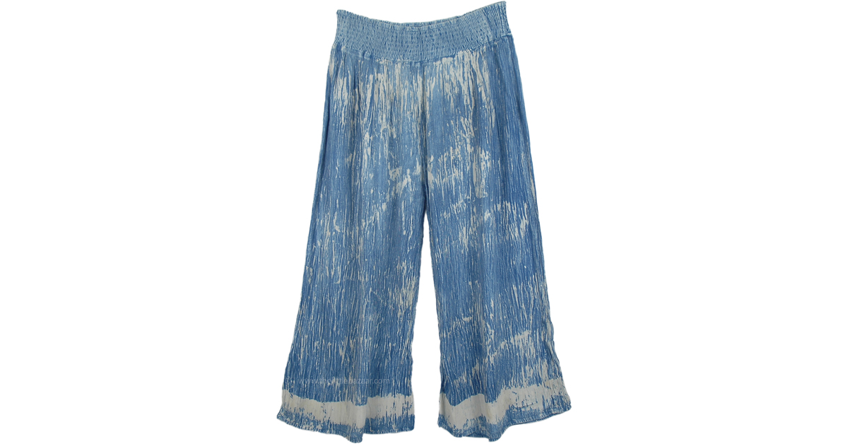 Ocean Breeze Wide Leg Tie Dye Hippie Pants | Blue | Split-Skirts-Pants ...