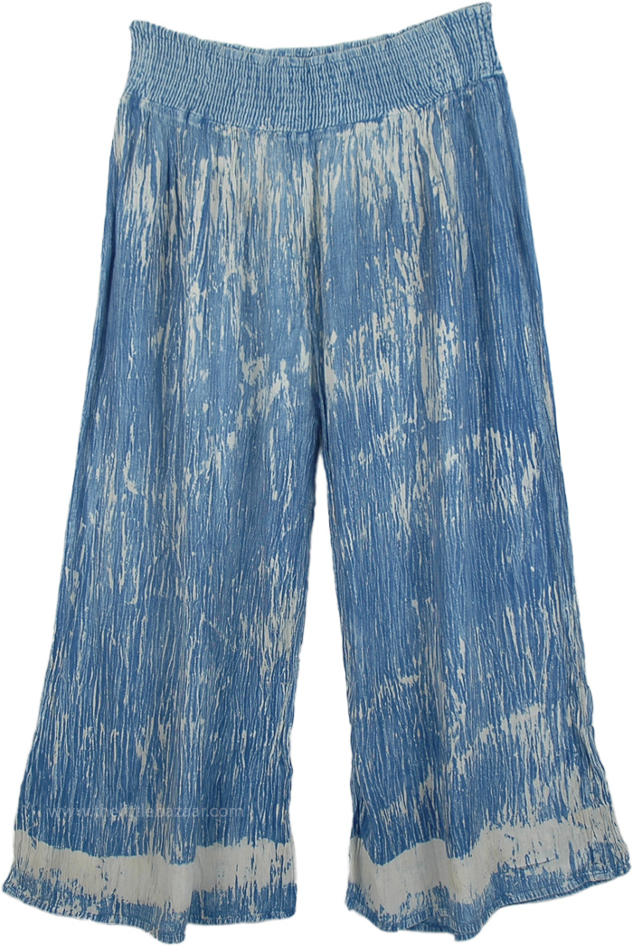 Ocean Breeze Wide Leg Tie Dye Hippie Pants | Blue | Split-Skirts-Pants ...