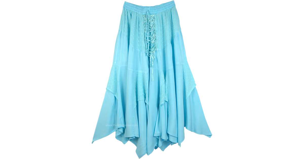 Celeste Blue Renaissance Chic Embroidered Skirt | Blue | Misses ...