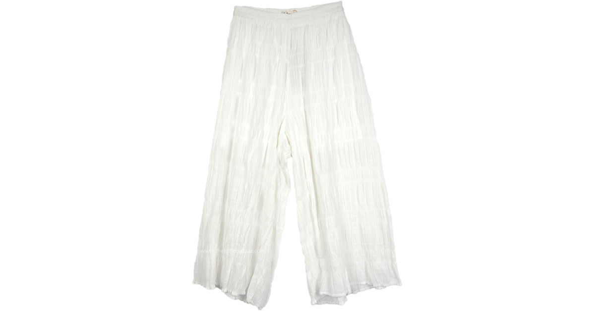 Boho Yoga Flowy Gaucho Capri Palazzo | White | White-Skirts, Pants ...