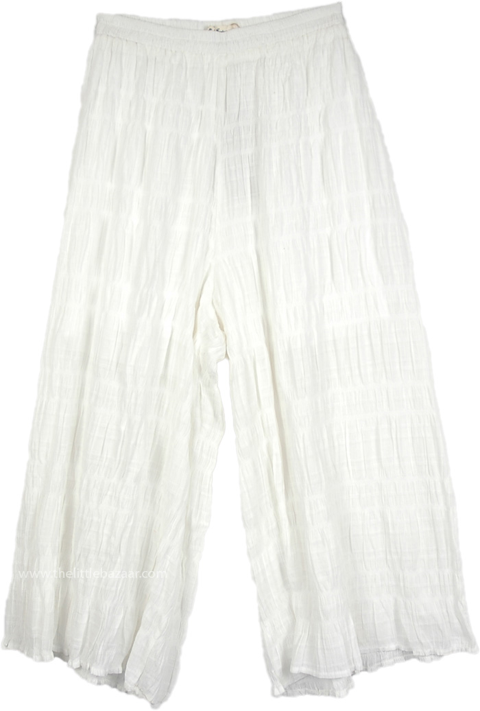 Boho Yoga Flowy Gaucho Capri Palazzo | White | White-Skirts, Pants ...