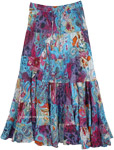 Pretty Paisley Blue Printed Skirt Long