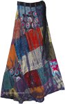 Patchwork Abstract Autumn Long Wrap Around Skirt [4817]