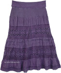 Mauve Mid Length Skirt with Crocheted Tiers